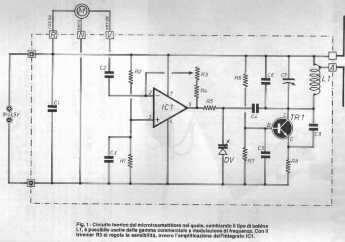 schema microtrasmettitore microspia fm