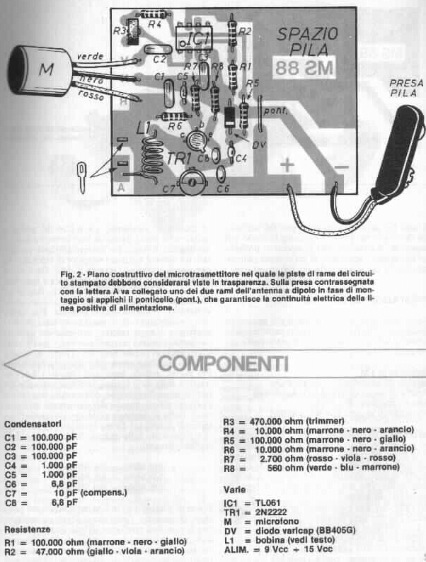 componenti e realizzazione del micro trasmettitore